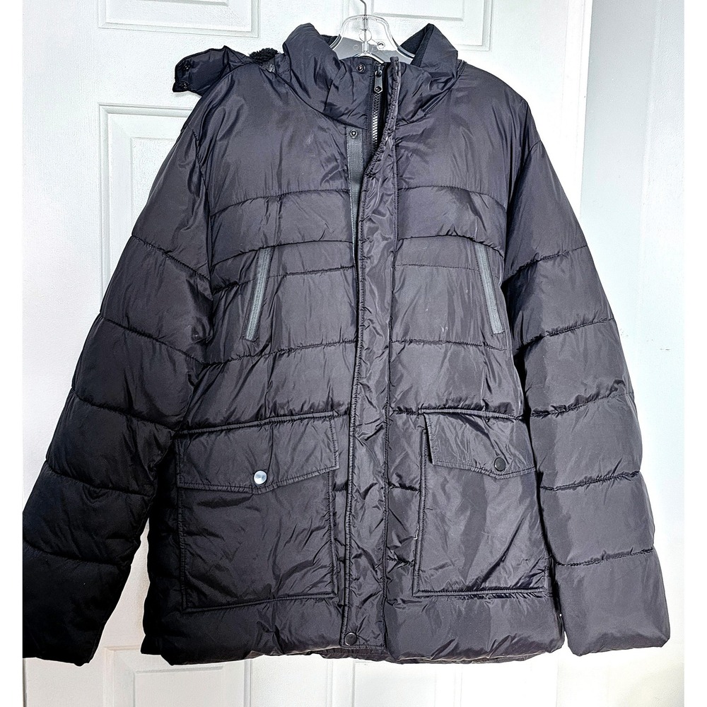 Inuksuk‎ Men's Puffer Jacket Black Thermal Insulation Hooded Winter TG XL